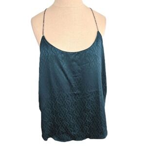 Victoria's Secret Satin Logo Camisole Sleep Tank Size L Emerald Green